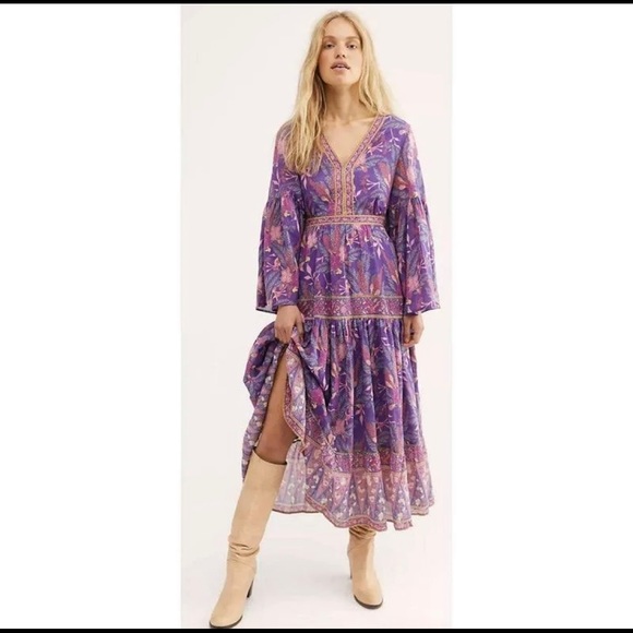spell and the gypsy purple dress Paisley Print Long Dress